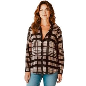 Equipment Femme 100% Silk Plaid Button Down Blouse Shirt Size Small